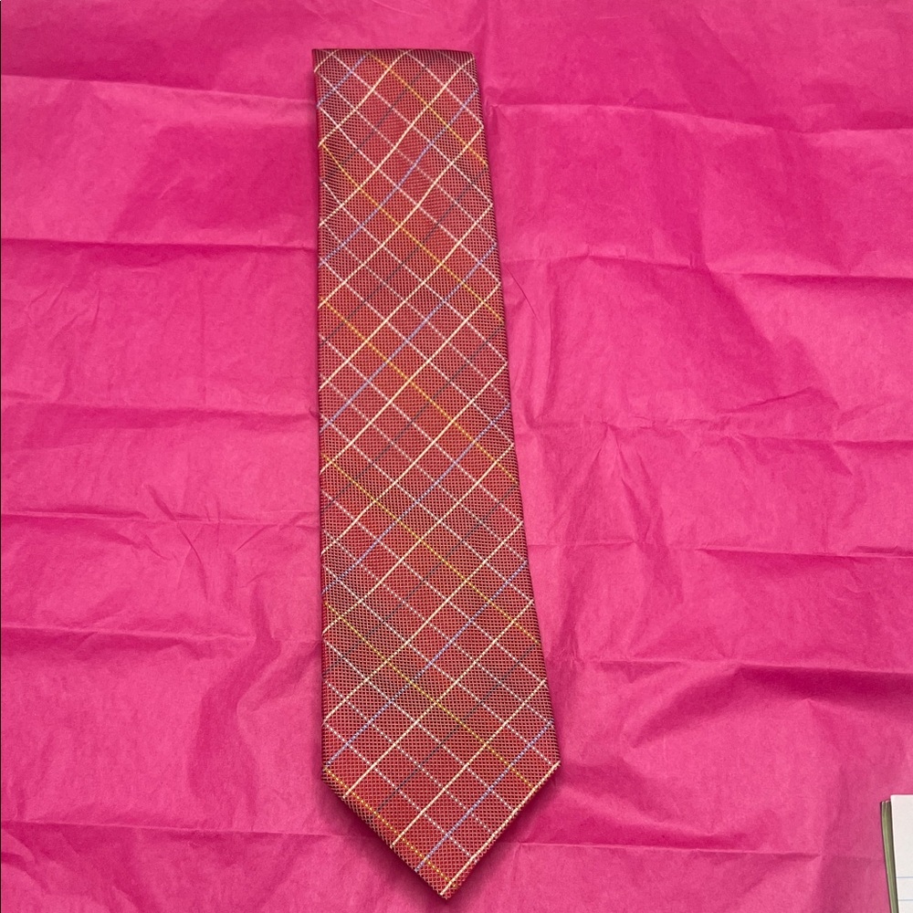 Jos. A. Bank Red and Gold Checkered Tie